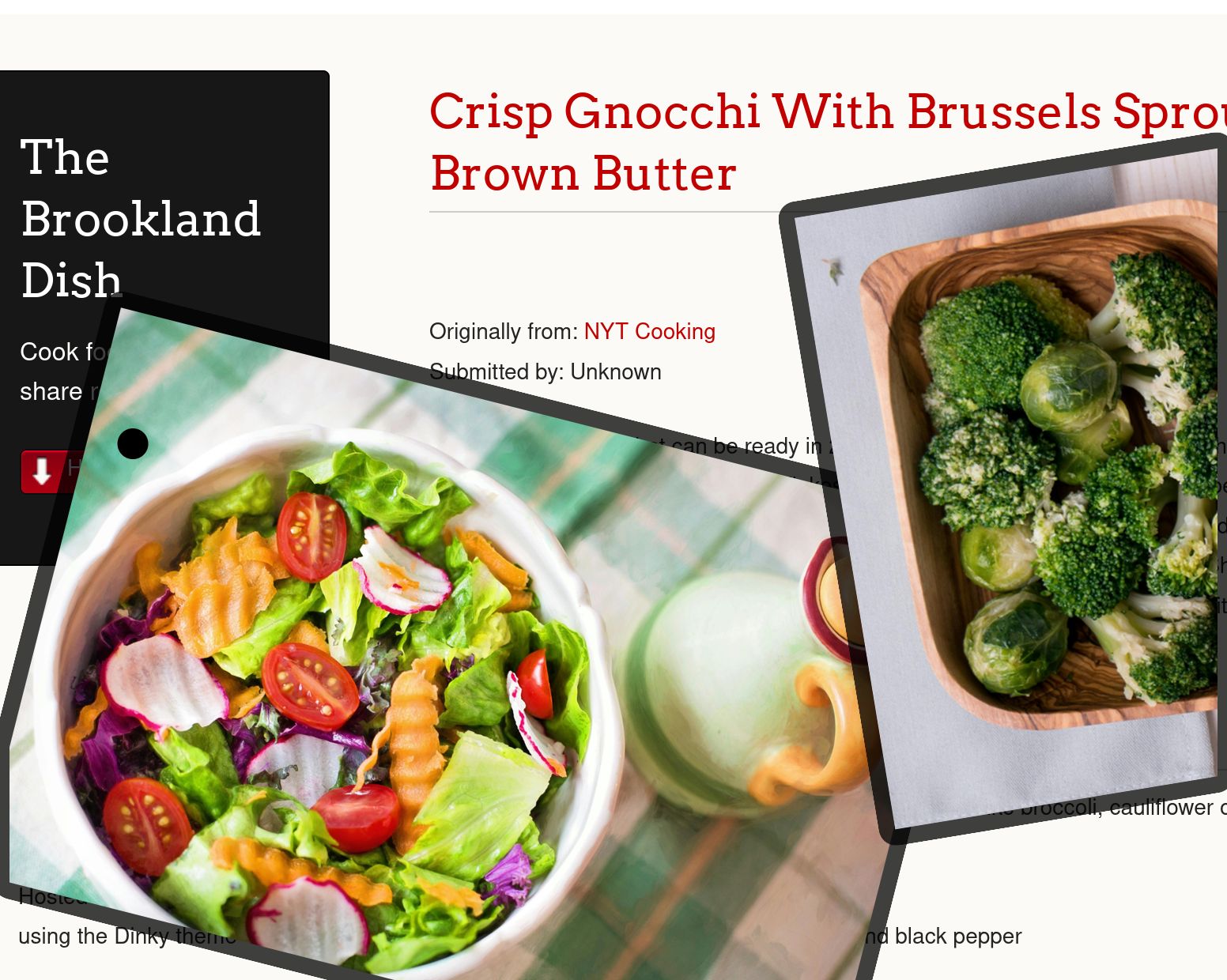 Some photos of food overlaid over a recipe blog